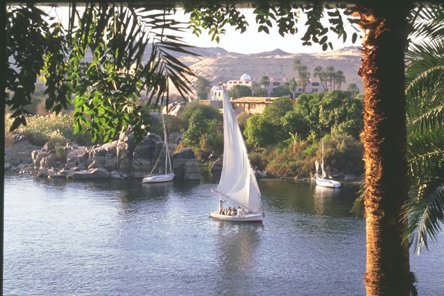 Segelboot auf dem Nil bei Assuan