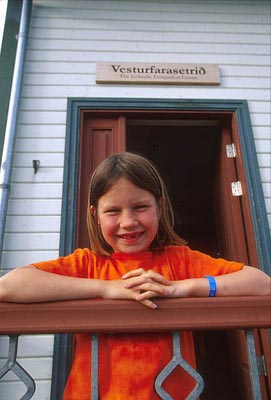 A girl at Vesturfararsetrið Museum in North-Iceland, Island