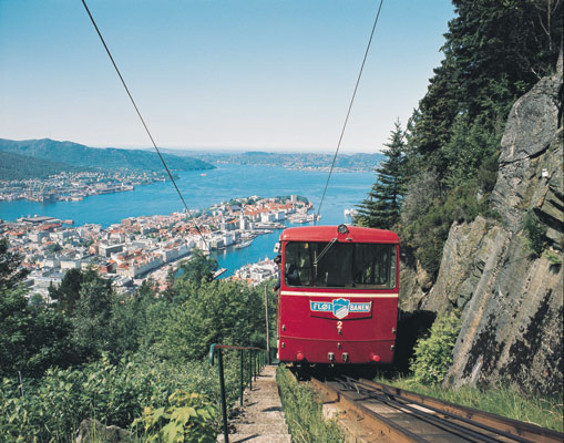 Bergen towns cities Nothing can compete with the funicular railway up to Mount Fløyen and the view of Bergen offered from the top nature culture, Norwegen